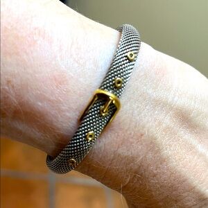 Stainless steel mesh bracelet with 18 karat gold accents